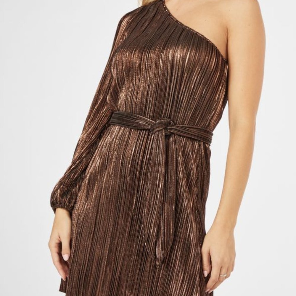 Metallic One Shoulder Dress